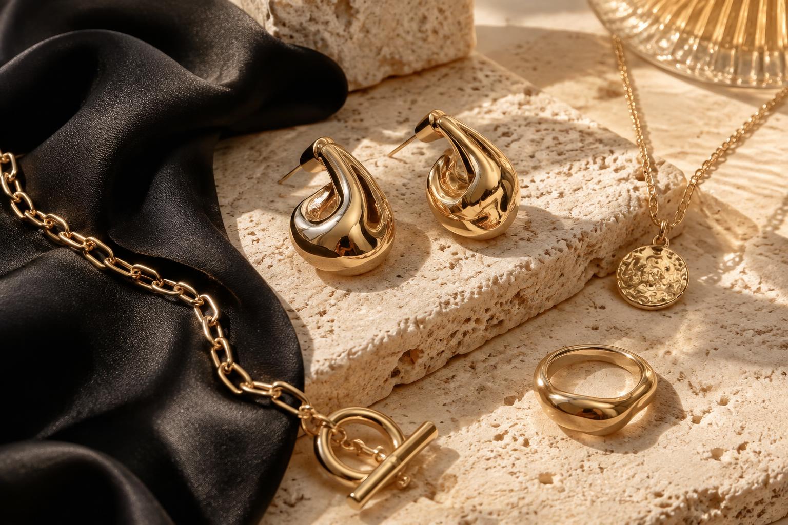 Close-up of gold jewellery details